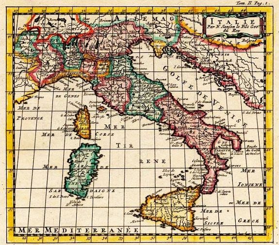 Sanson, N., Italie., antique map, old maps