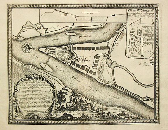 Pufendorf, S., Ichnographia Castelli ad Caput Vistulae vulgo Hoft Schantz., antique map, old maps