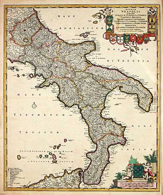 Wit, F. de., Regnum Neapolis., antique map, old maps
