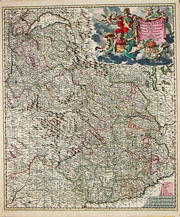 Visscher, N., Regiae Celsitudinis Sabaudicae Status consistens Sabaudiae ac Montisferrati Ducatus, Pedemontii principatum, nec non Nicaeensem Comitatum., antique map, old maps