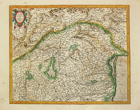 Mercator, G. / J. Hondius., Tarvisina Marchia et Tirolus Comitatus., antique map, old maps