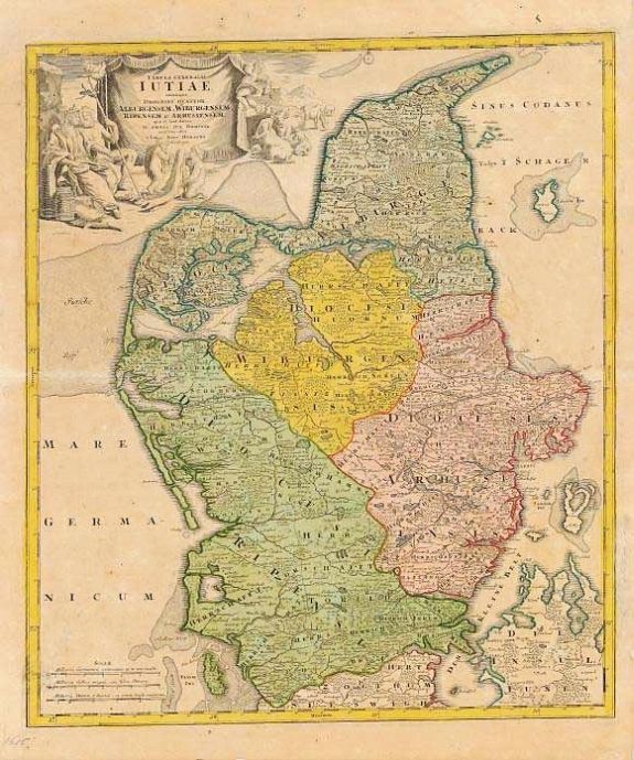 Homann, J.B., Tabula Generalis Jutiae., antique map, old maps
