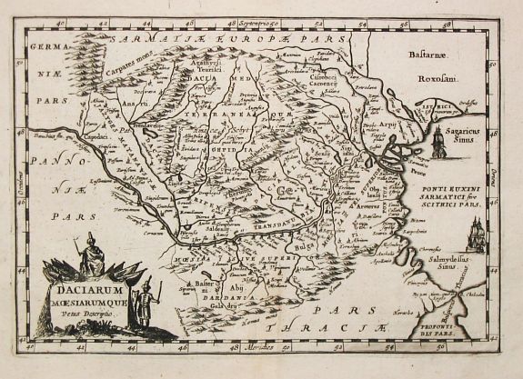 Cluverius, Ph., Daciarum Moesiarumque Vetus Descriptio., antique map, old maps