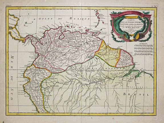 Lattré, J. / R.Bonne., Carte de la Terre Ferme, dela Guyane et du Pays des Amazones., antique map, old maps