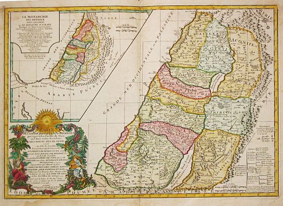 Delamarche, C.F./ D. Robert de Vaugondy., CARTE DE LA TERRE DES HEBREUX ou ISRAELITES / LA MONARCHIE DES HEBREUX SOUS SALOMON., antique map, old maps