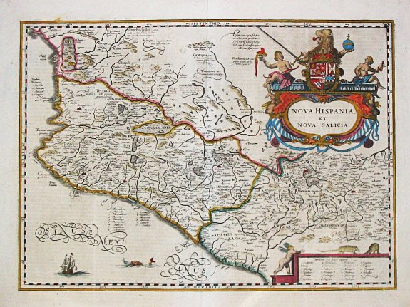 Hondius, H., Nova Hispania et Nova Galicia., antique map, old maps