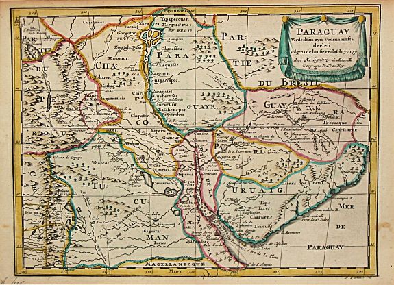Sanson, N., Paraguay., antique map, old maps