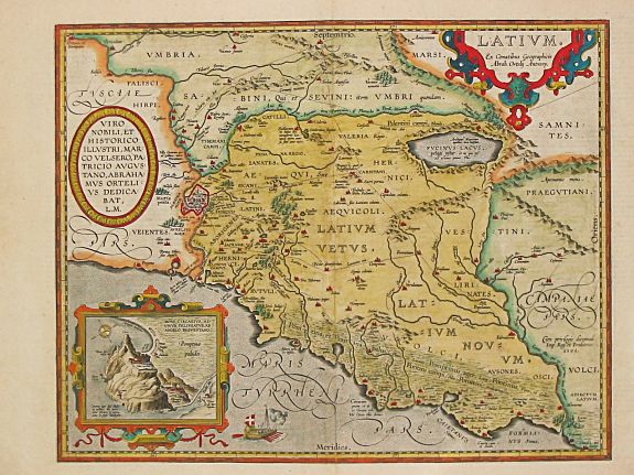 Ortelius, A., Latium., antique map, old maps