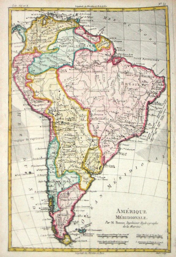 Bonne, R., Amérique Méridionale., antique map, old maps