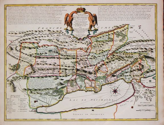 COVENS, J. & MORTIER, C., [Map of the lake of Neuchatel. COVENS, J. & MORTIER, C., antique map, old maps