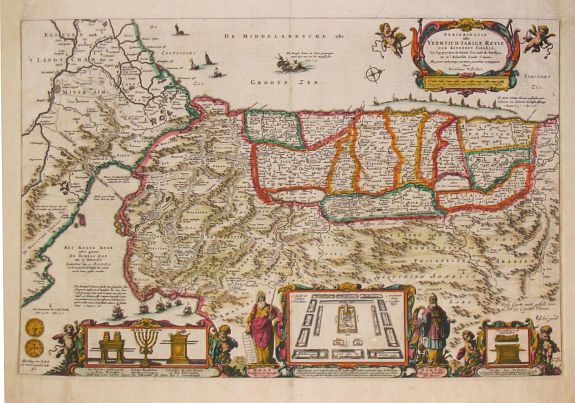 Visscher, Cl. Jsz., Perigrinatie ofte Veertich-jarige Reyse der Kinderen Israels., antique map, old maps