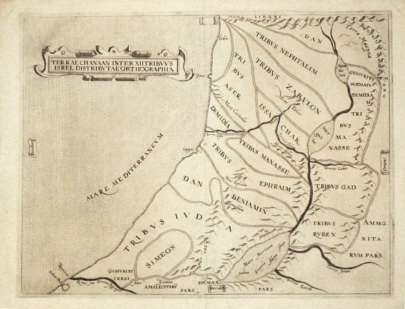 Torniello, A., Terrae Chanaan Inter XII Tribuus Israel Distributae Orthographia., antique map, old maps