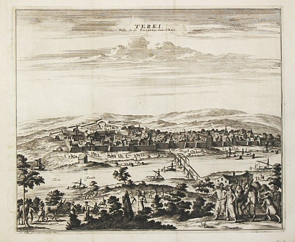 Aa, P. van der., Terki, Ville de la Circassie, dans l\' Asie., antique map, old maps