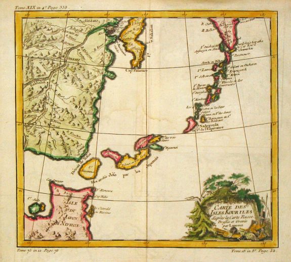 Laurent, R., Carte des Isles Kouriles., antique map, old maps