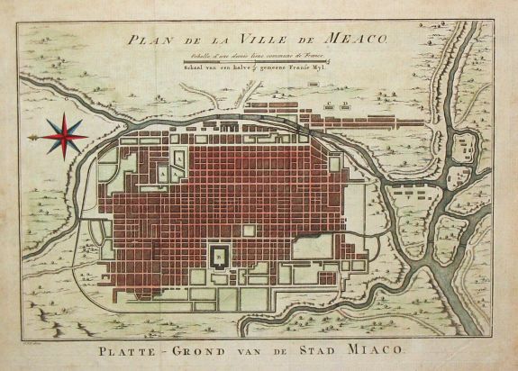 Bellin, J.N., Plan de la Ville de Meaco., antique map, old maps