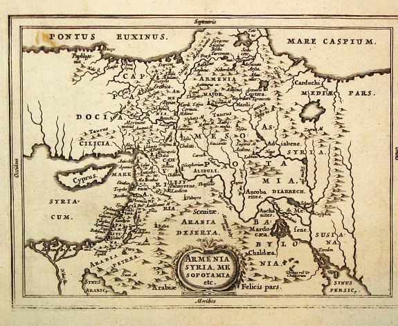 Cluverius, Ph., Armenia, Syria, Mesopotamia etc., antique map, old maps