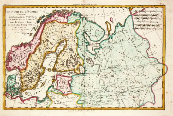 BONNE,R., Le Nord de l'Europe., antique map, old maps