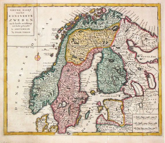 TIRION,I., Niewe Kaart van het Koninkrijk Zweden., antique map, old maps