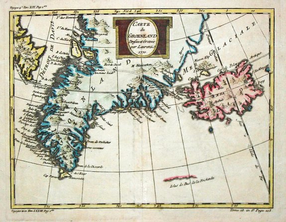 Laurent, J., Carte de Groenland, 1770., antique map, old maps