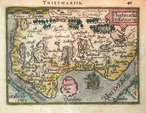 Bertius, P., Thietmarsiae Holsaticaereg. , antique map, old maps