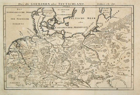 Glasser, J.F., Das alte Germanien oder Teutschland., antique map, old maps