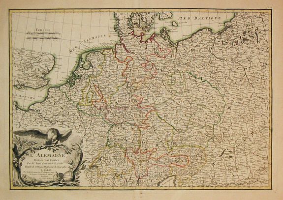Lattré, J. / G.A. Rizzi-Zannoni., L\' Alemagne Divisée par Cercles., antique map, old maps