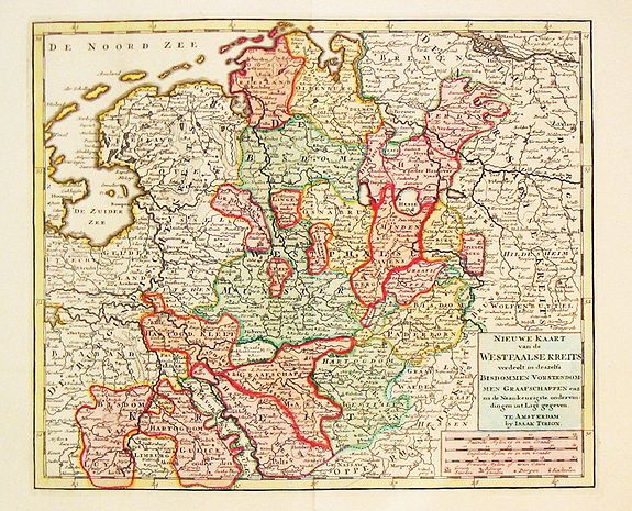 Tirion, I., Nieuwe Kaart van de Westfaalse Kreits., antique map, old maps
