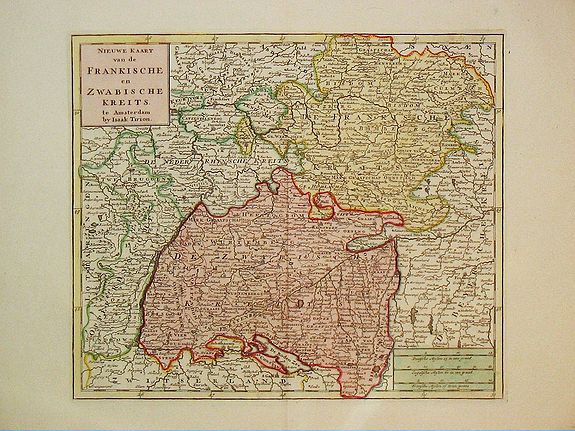Tirion, I., Nieuwe Kaart van de Frankische en Zwabische Kreits., antique map, old maps