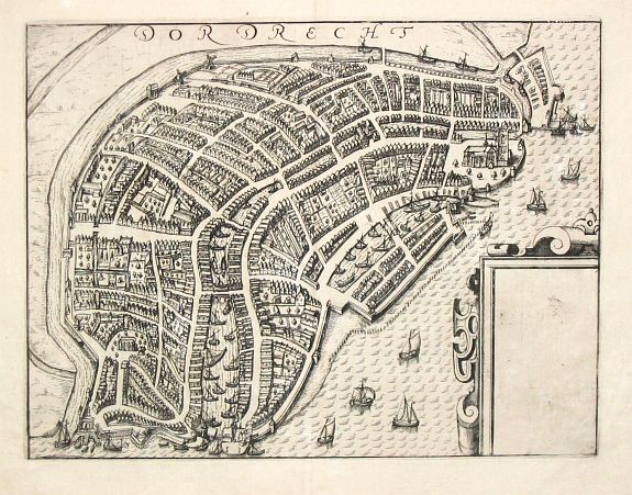 GUICCIARDINI,L., Dordrecht., antique map, old maps
