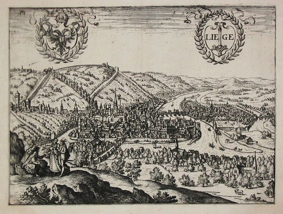 GUICCIARDINI,L., Liege. Luik, antique map, old maps