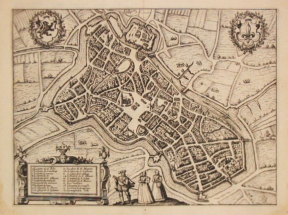 GUICCIARDINI,L., Lille., antique map, old maps