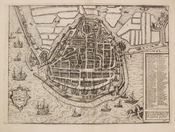 GUICCIARDINI,L., Die Stadt Enchuijsen., antique map, old maps