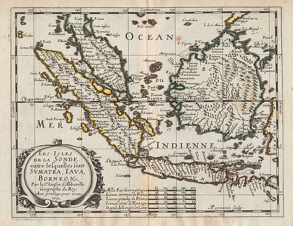 SANSON, N., Les Isles de la Sonde. entre lesquelles sont Sumatra, Java, Borneo, &c., antique map, old maps
