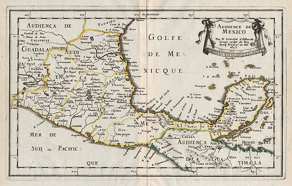 SANSON, N., Audience de Mexico., antique map, old maps