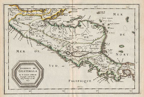 SANSON, N., Audience de Guatimala., antique map, old maps