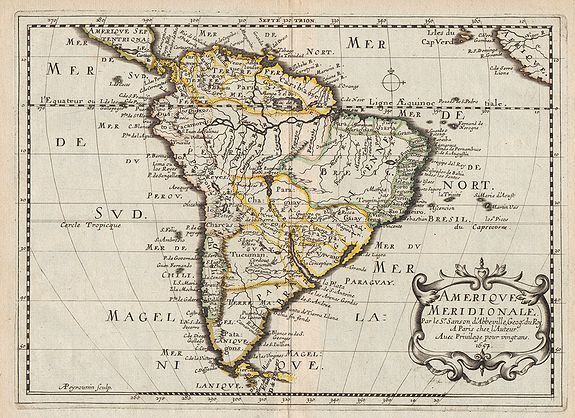 SANSON, N., Amerique Meridionale., antique map, old maps