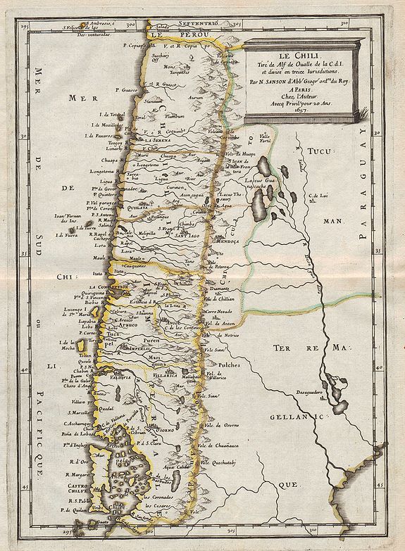 SANSON, N., Le Chili …, antique map, old maps