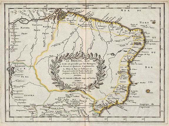 SANSON, N., Le Bresil, dont la Coste est possedée par les Portugais, …, antique map, old maps