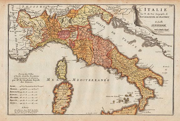 DE FER, N., L'Italie., antique map, old maps