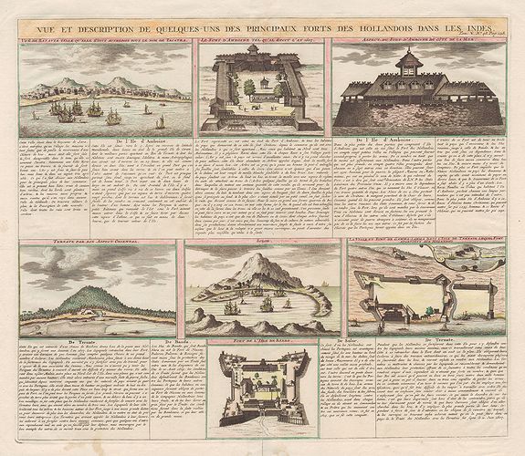CHATELAIN, H., Vue et Description de quelques-uns des principaux forts des Hollandois dans les Indes., antique map, old maps