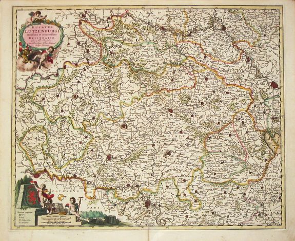 Visscher, N., Ducatus Lutzenburgi Novissima et accuratissima Delineatio, antique map, old maps