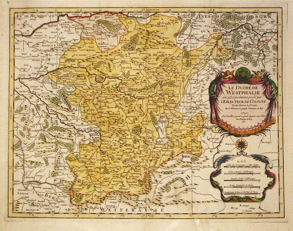 Jaillot, A.-H. / P. Mortier., Le Duche de / Westphalie / ainsi qu'il est presentenment possede par / l' Escateur de Cologne. Paris, 1692., antique map, old maps