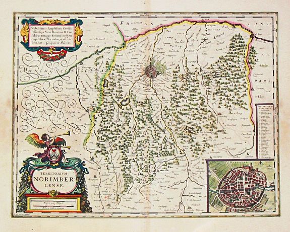 Blaeu, W., Territorim Norimbergense. Inset: Nurnberg., antique map, old maps