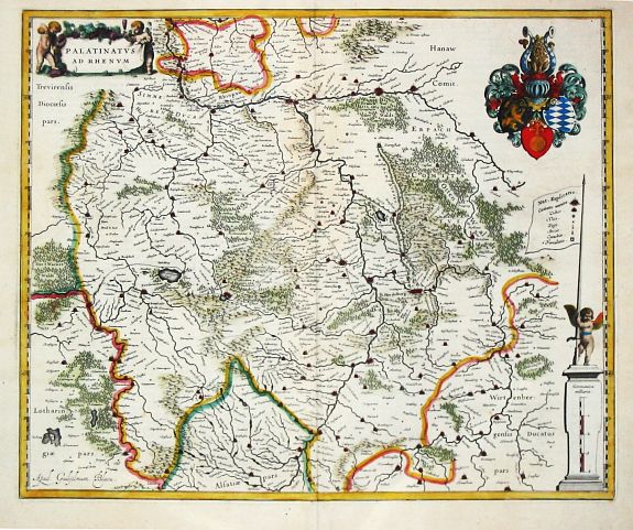 BLAEU, W., Palatinatus ad Rhenum., antique map, old maps