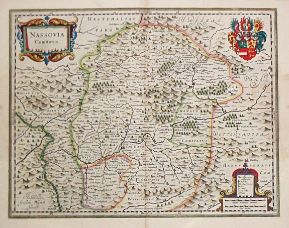 Blaeu, W., Nassovia Comitatus., antique map, old maps