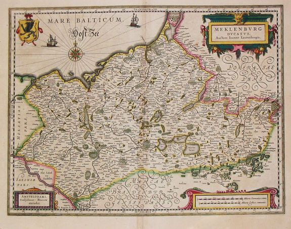 Blaeu, W., Meklenburg Ducatus. Auctore Ioanne Laurenbergio., antique map, old maps