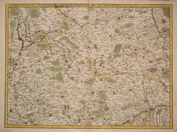 Isle, G. de l'., Partie Septentrionale de la Souabe., antique map, old maps