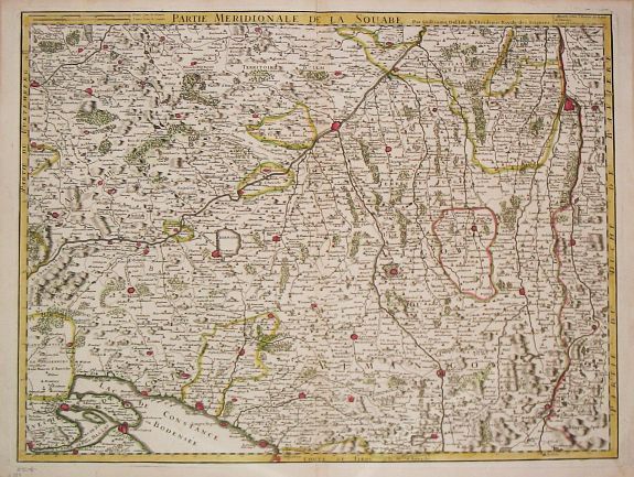 Isle, G. de l'., Partie Meridionale de la Souabe., antique map, old maps