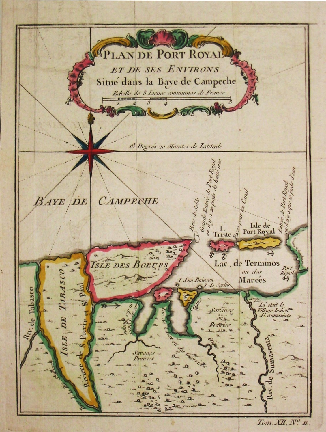 BELLIN, J.N., Plan de Port-Royal et des Environs dans la Baye de Campeche., antique map, old maps
