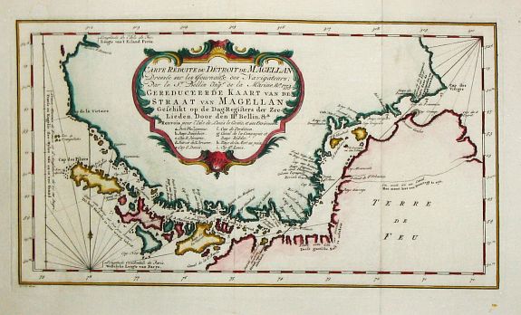 Bellin, J.N., Carte réduite du Détroit de Magellan, antique map, old maps